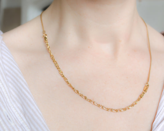 9ct yellow gold fancy link chain and foxtail link chain coupling
