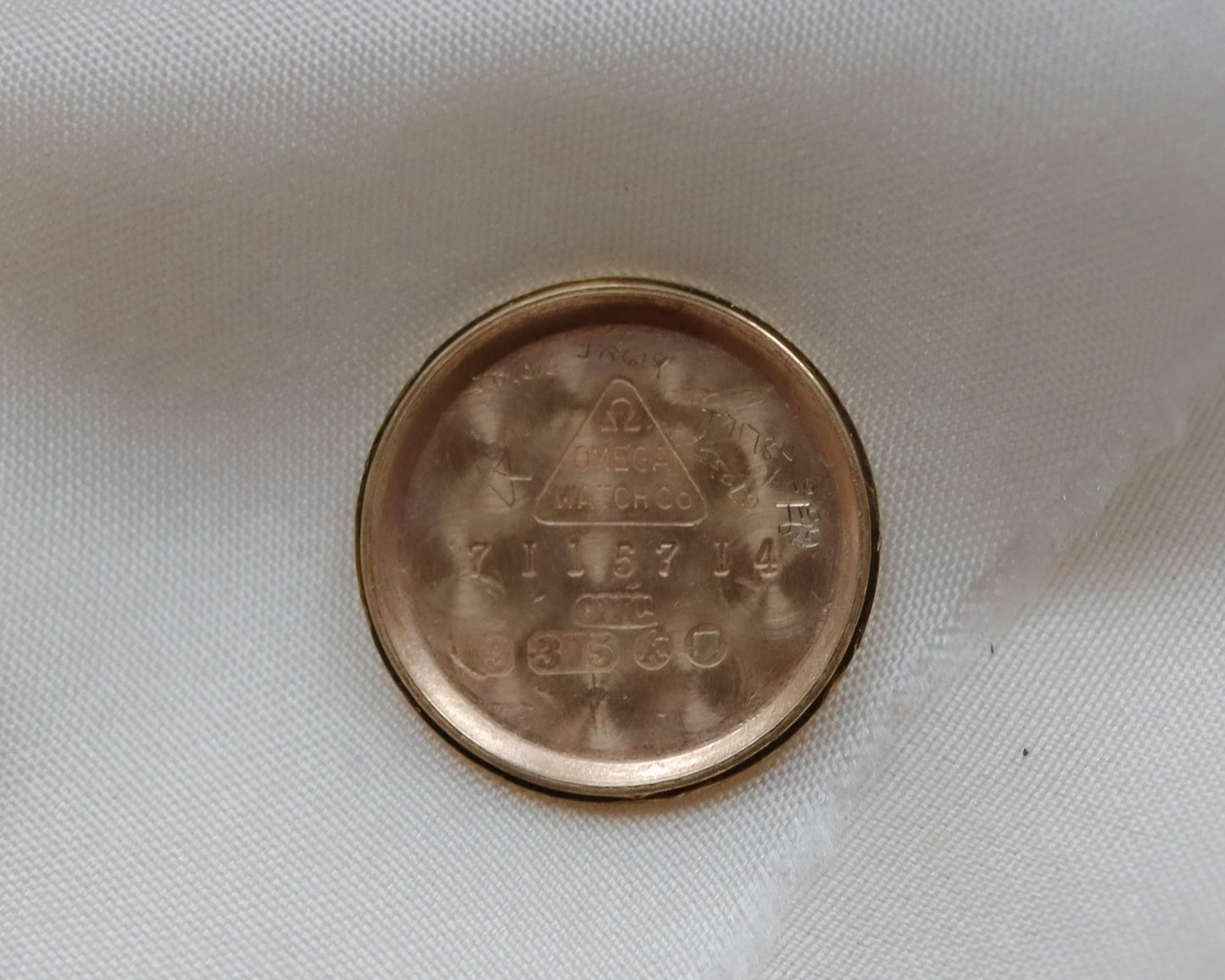 9ct Gold Omega faceted crystal herringbone watch - 1965