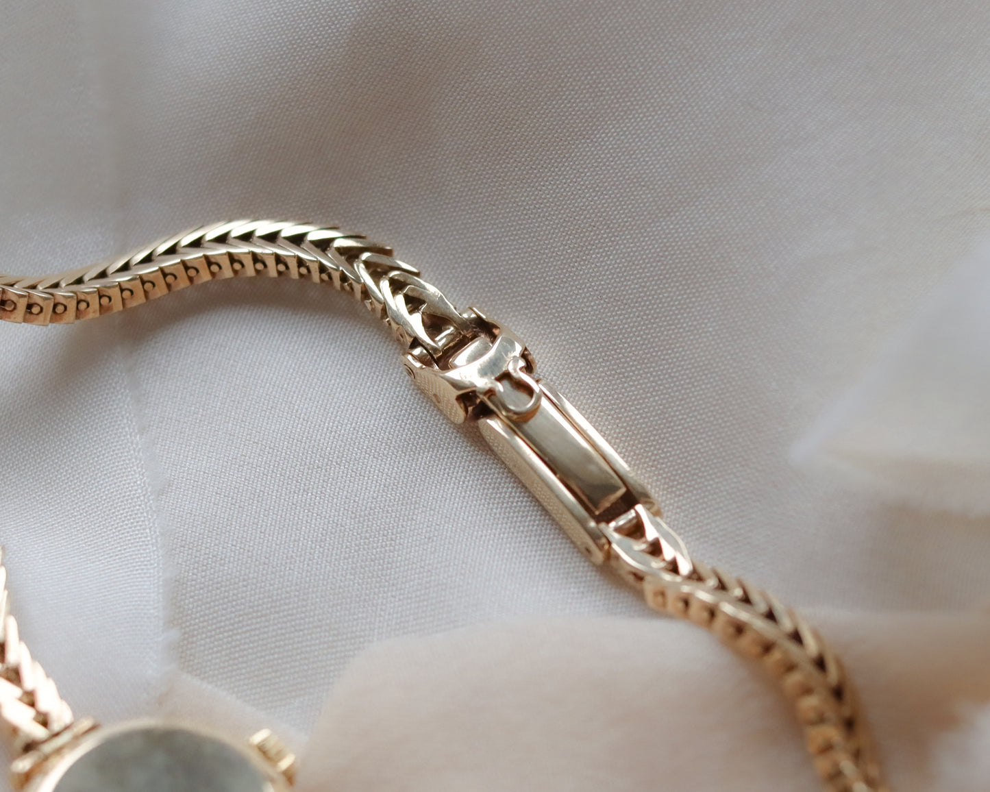 9ct Gold Omega faceted crystal herringbone watch - 1965