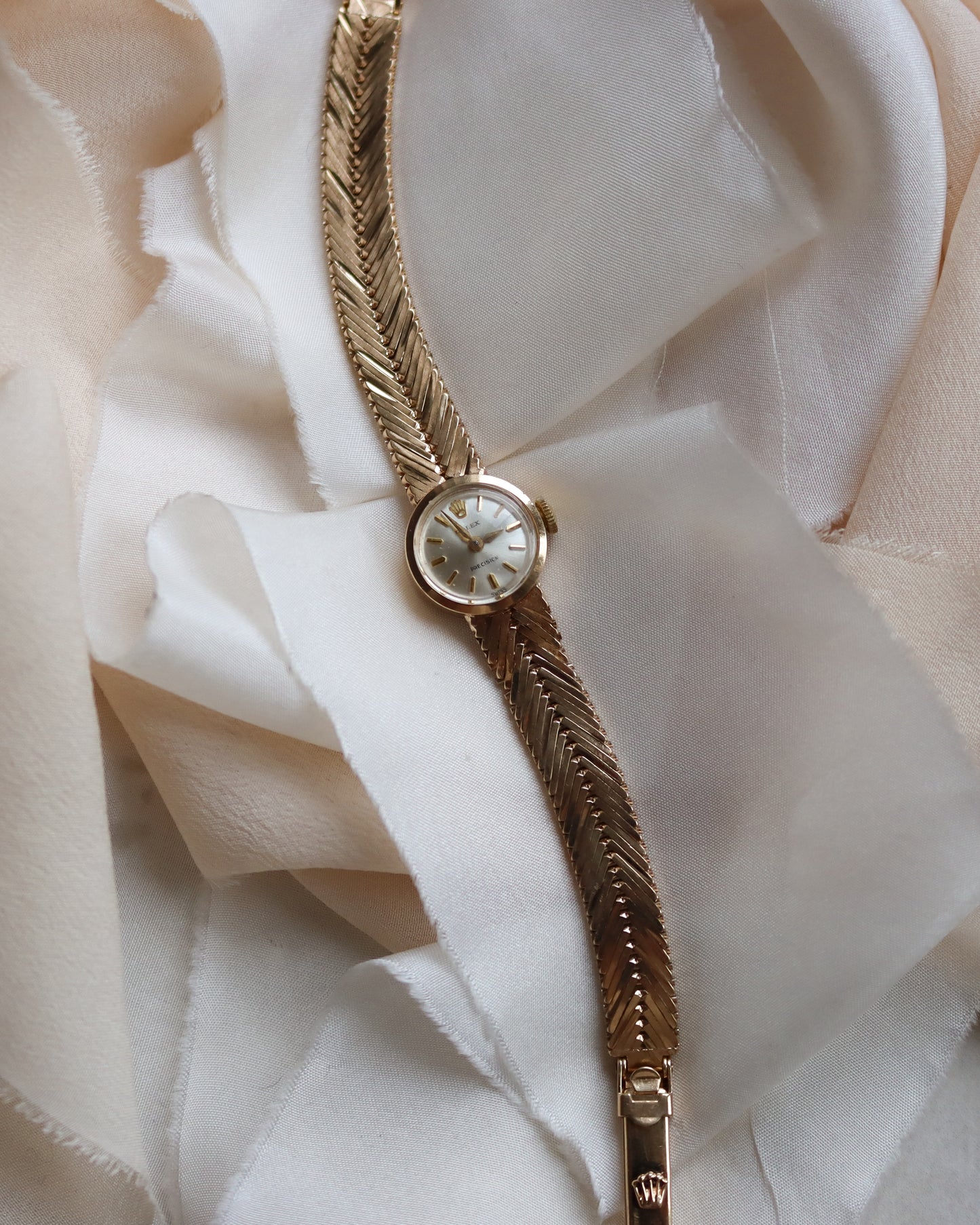 Vintage 9ct Gold Herringbne Rolex Ladies Wristwatch – 1964