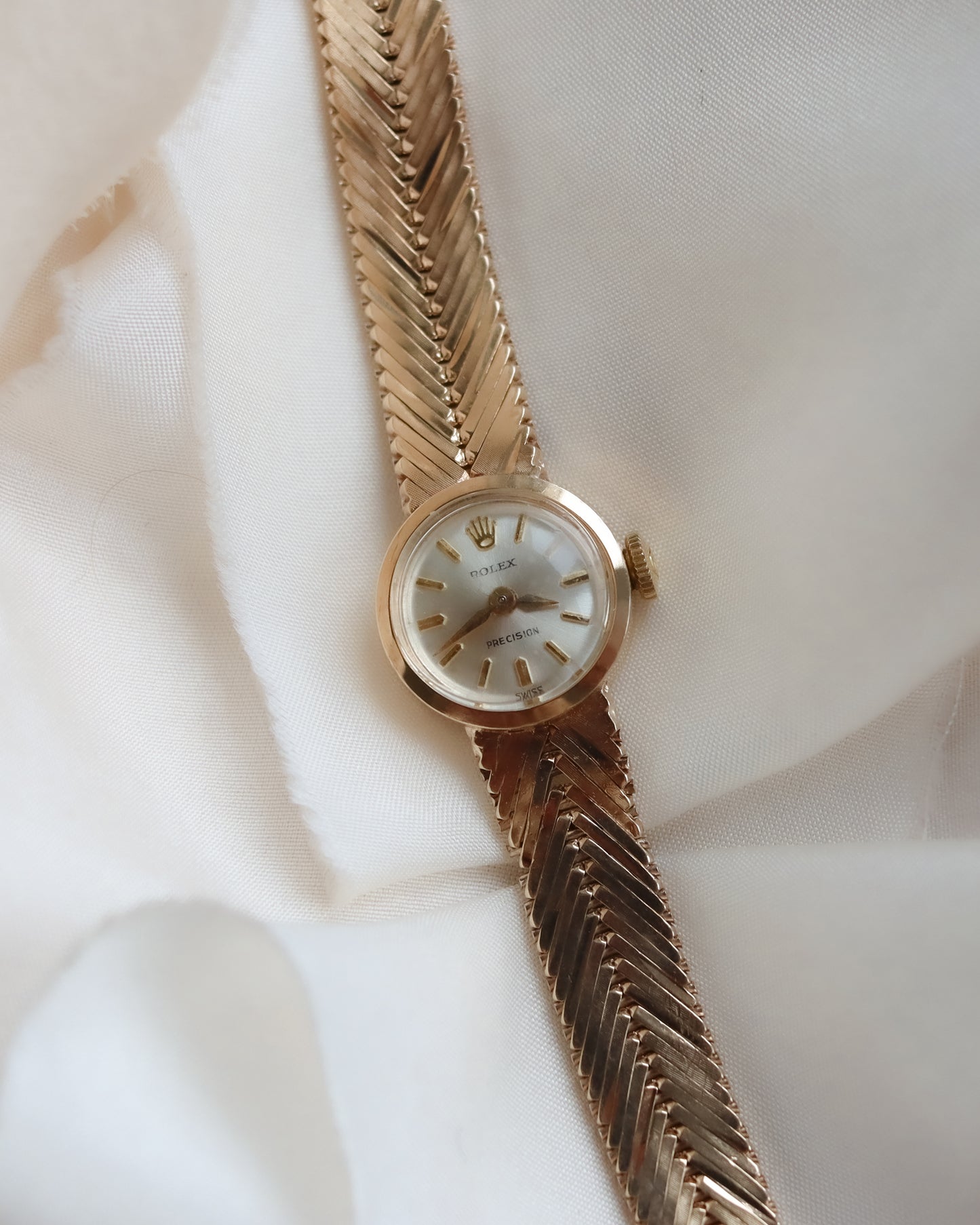 Vintage 9ct Gold Herringbne Rolex Ladies Wristwatch – 1964