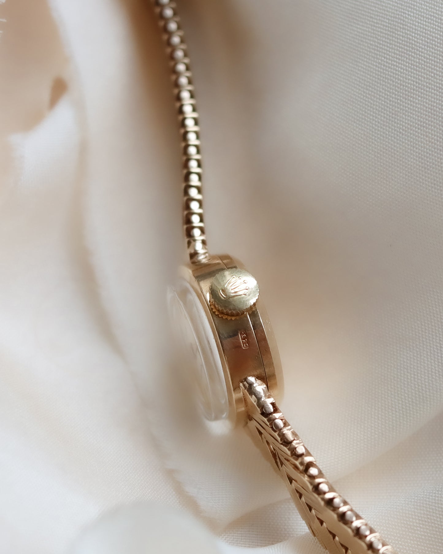 Vintage 9ct Gold Herringbne Rolex Ladies Wristwatch – 1964