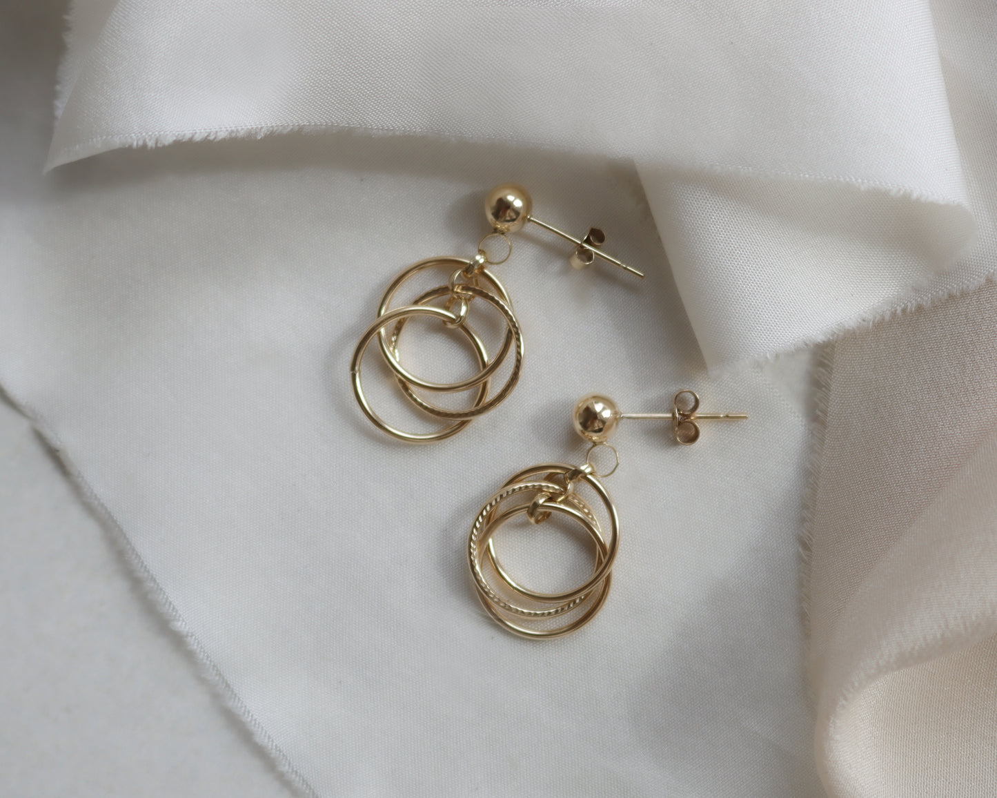 9ct Gold multi hoop dangle drop earrings