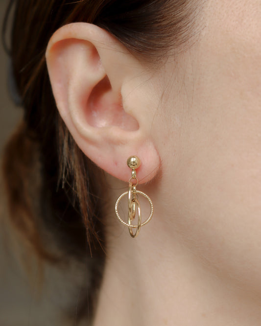 9ct Gold multi hoop dangle drop earrings