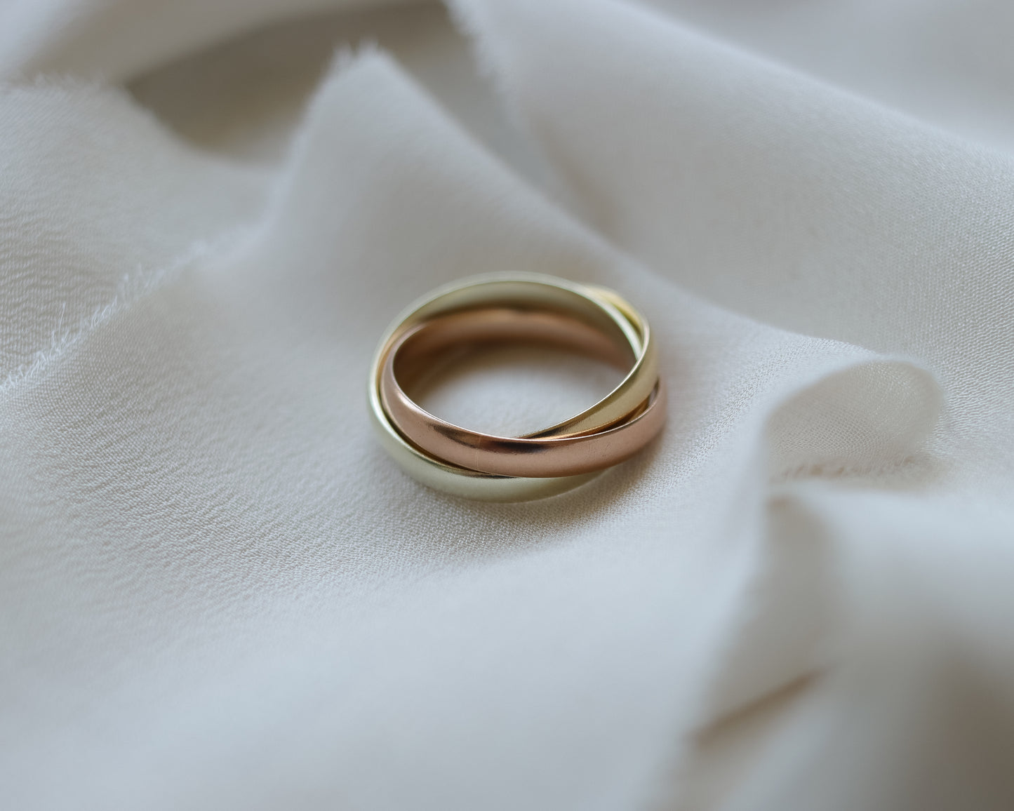 Vintage Thicker Tri-Colour Gold Trinity Band Ring - UK L