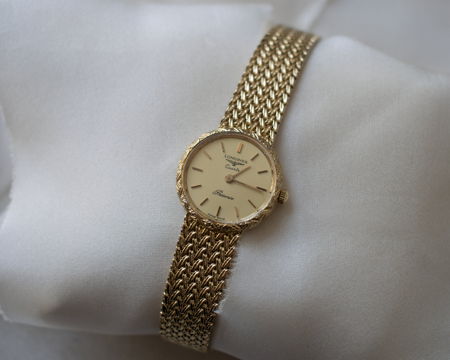 Vintage Longines Presence 9ct Gold Bracelet Watch - circa 1980's