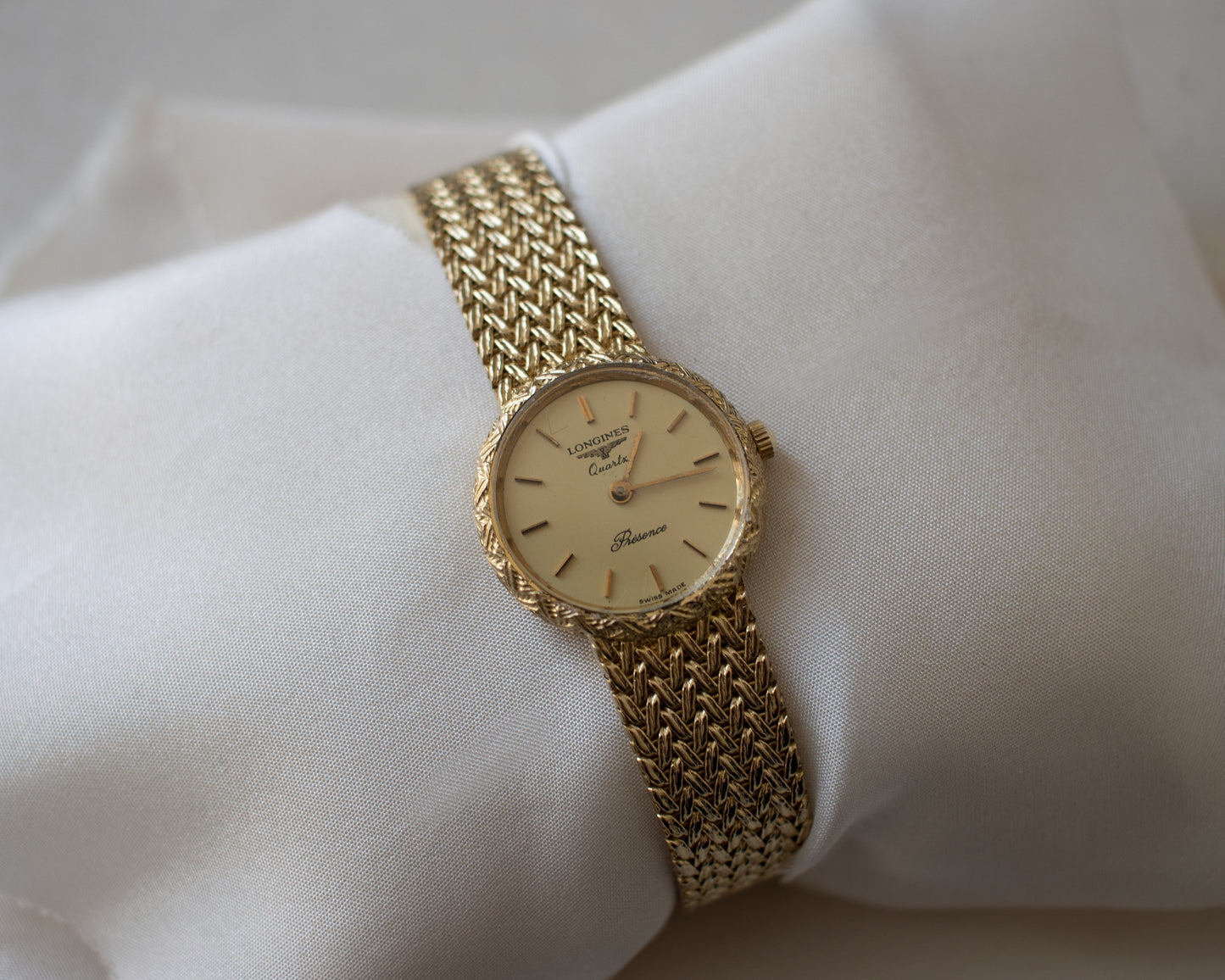 Vintage Longines Presence 9ct Gold Bracelet Watch - circa 1980's