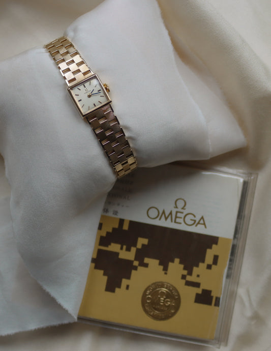9ct yellow gold brick-link Omega watch - 1977