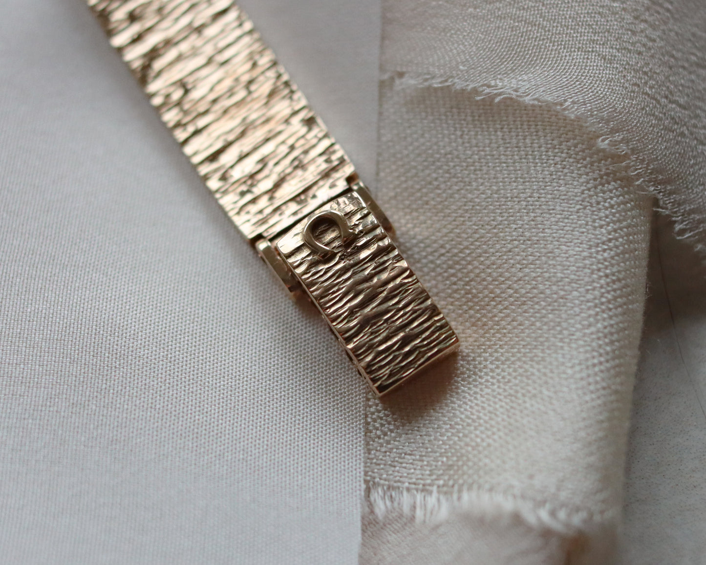 Omega 9ct Gold Ladies Cocktail Watch with Textured Bracelet - 1971