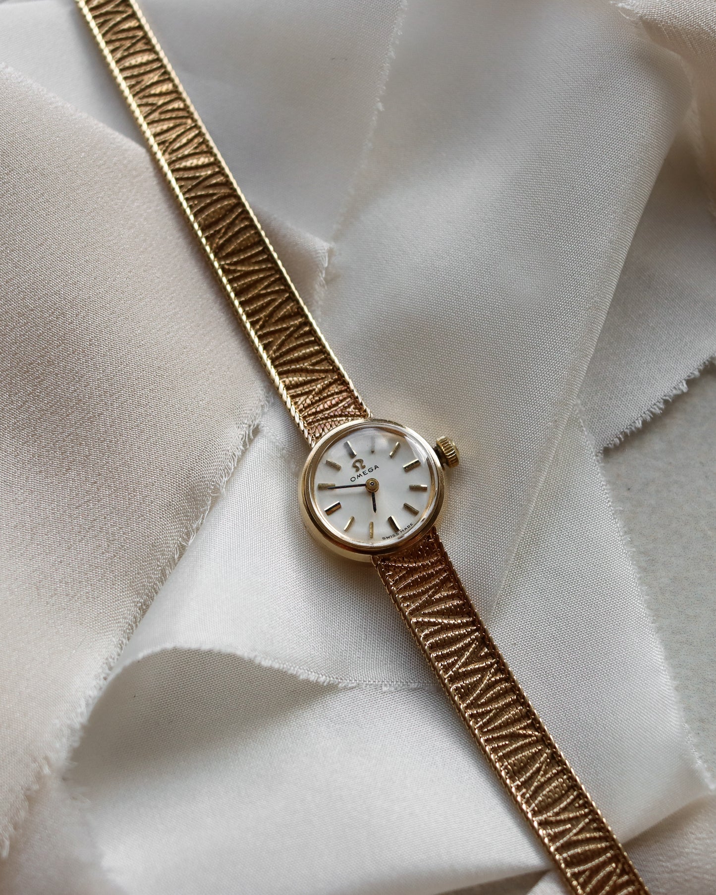 1969 Omega 9ct Gold Ladies Watch with Integrated Mesh Bracelet