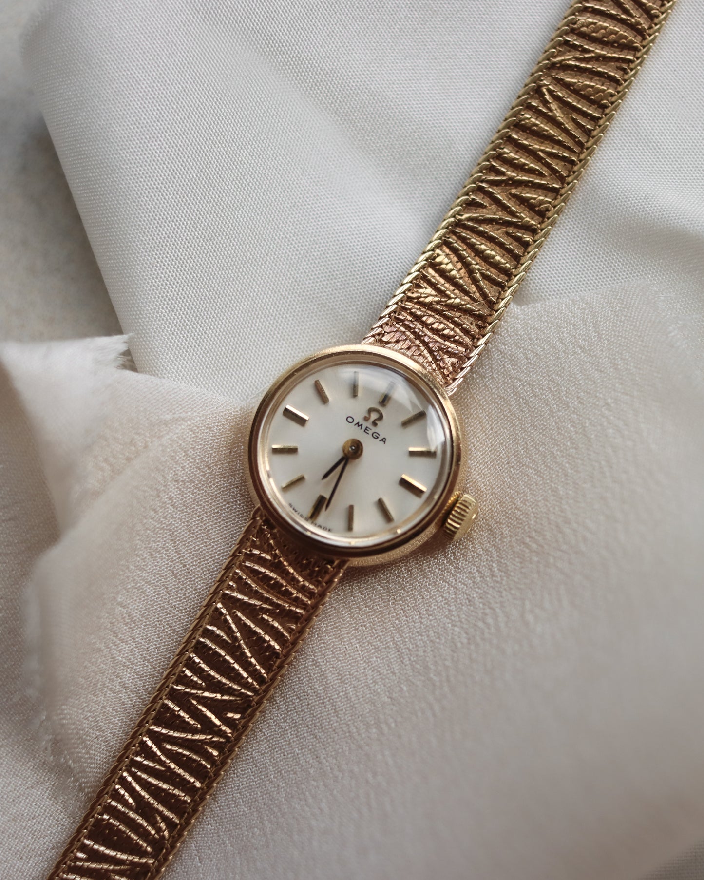 1969 Omega 9ct Gold Ladies Watch with Integrated Mesh Bracelet