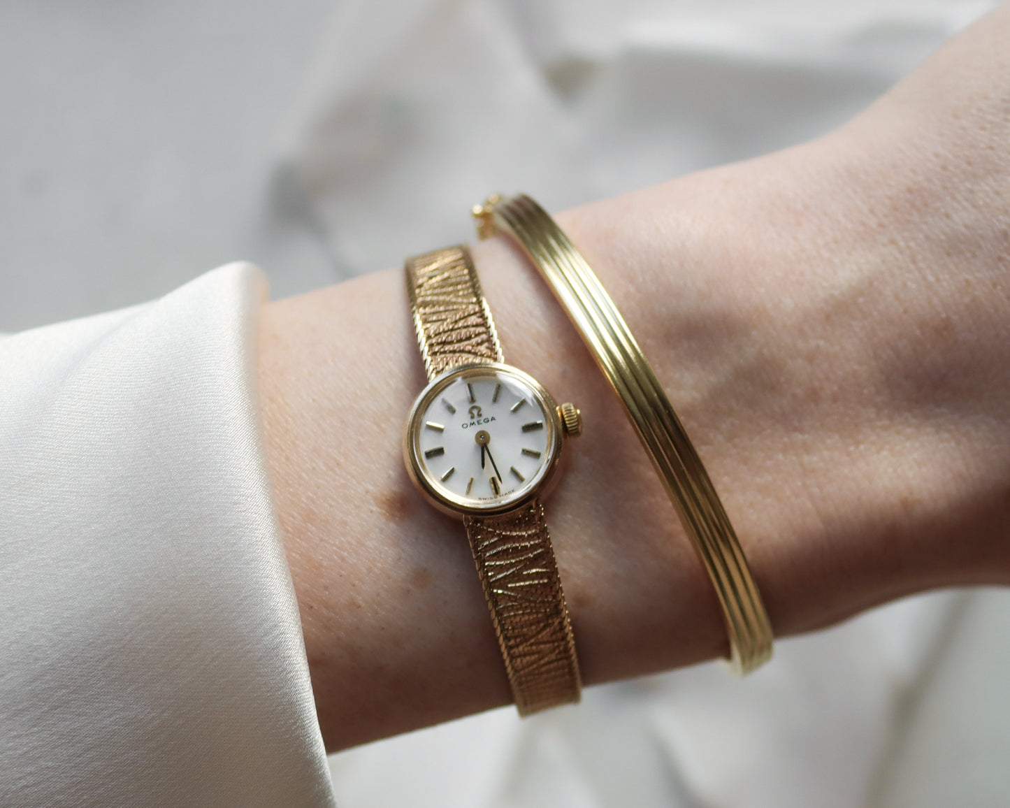 1969 Omega 9ct Gold Ladies Watch with Integrated Mesh Bracelet