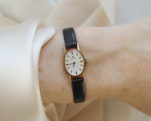 9ct gold oval Omega watch - 1972