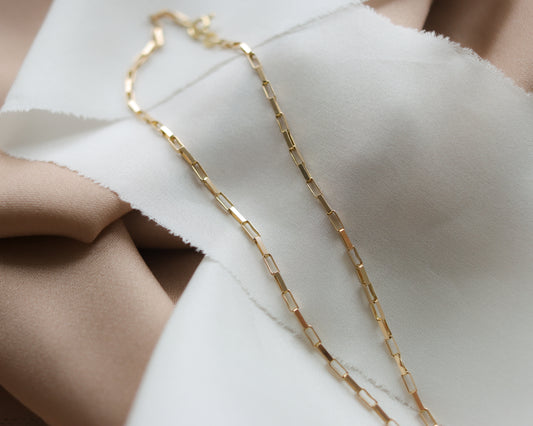 Vintage 9ct Gold paperclip Link Chain Necklace - 40.5cm