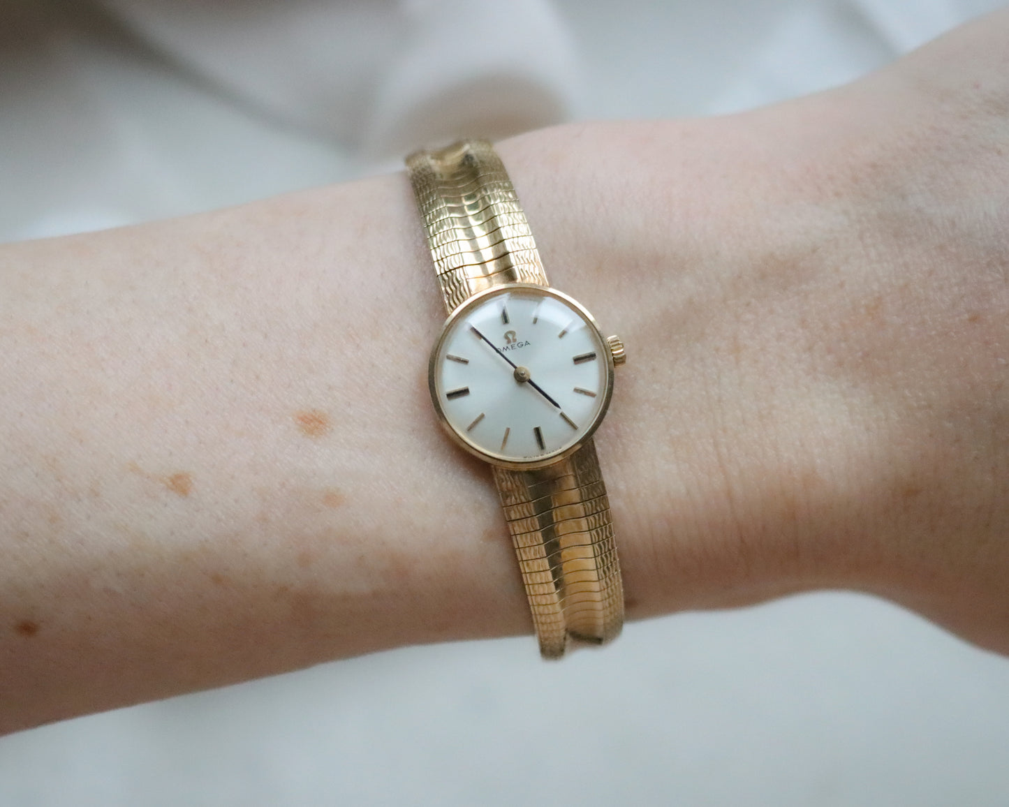 Vintage Omega Ladies’ 9ct Gold Wristwatch with Snake Effect Bracelet - 1965