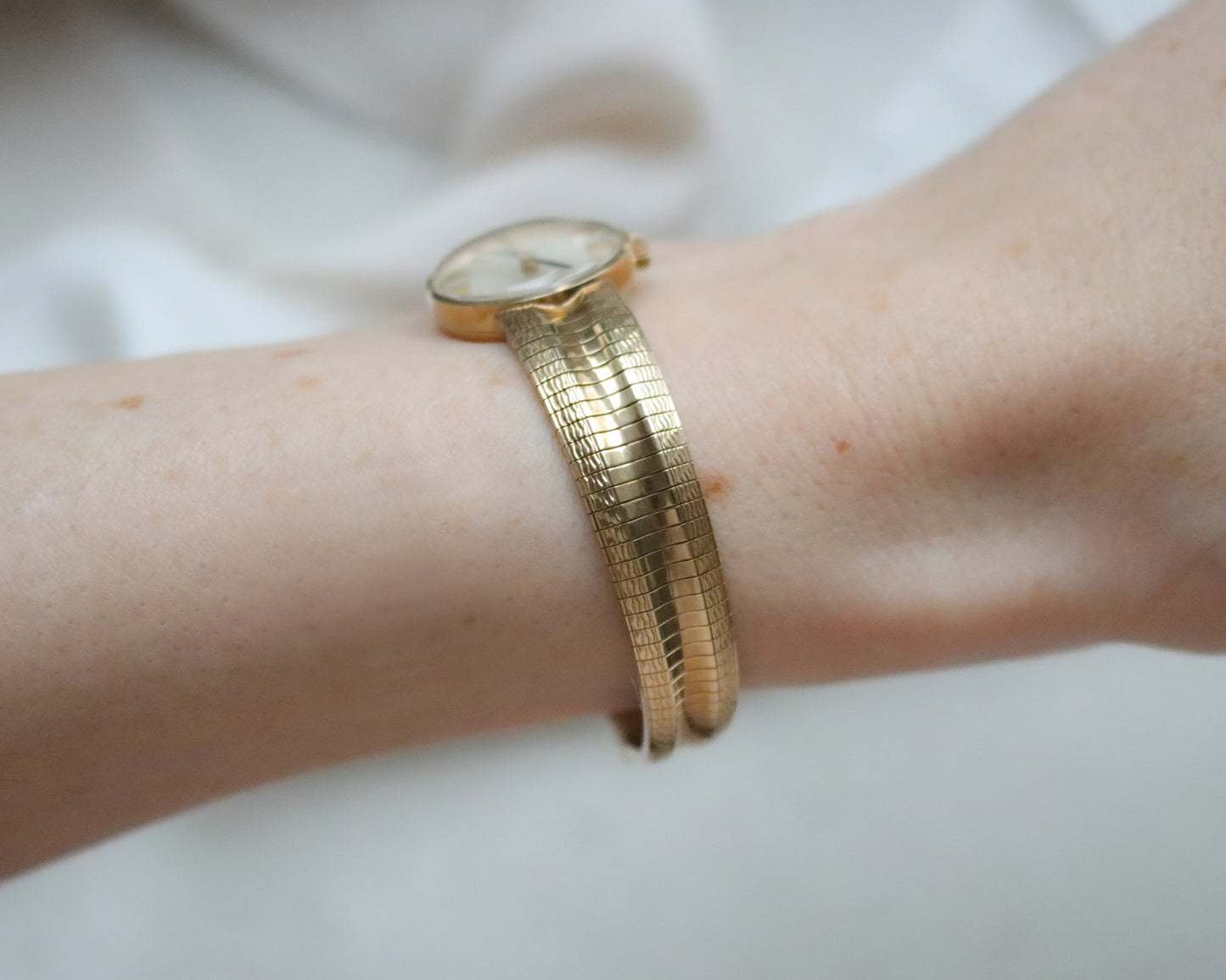 Vintage Omega Ladies’ 9ct Gold Wristwatch with Snake Effect Bracelet - 1965