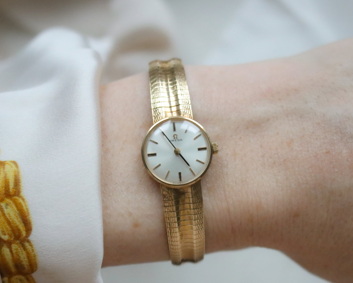 Vintage Omega Ladies’ 9ct Gold Wristwatch with Snake Effect Bracelet - 1965