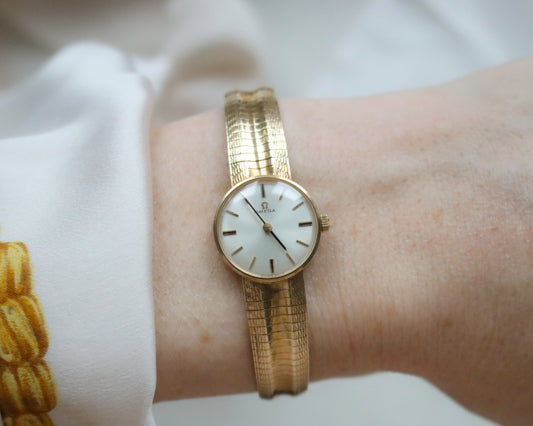 Vintage Omega Ladies’ 9ct Gold Wristwatch with Snake Effect Bracelet - 1965