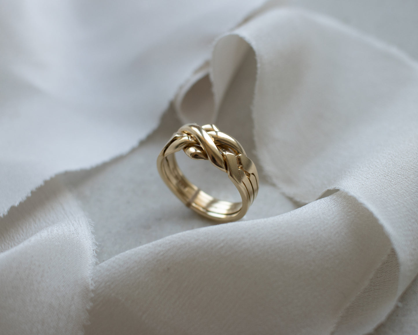 9ct yellow gold 4 piece puzzle ring UK T - 1999