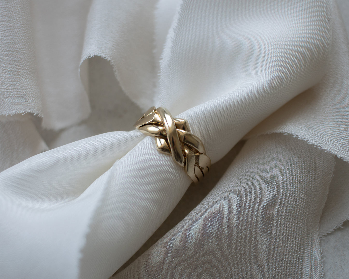 9ct yellow gold 4 piece puzzle ring UK T - 1999