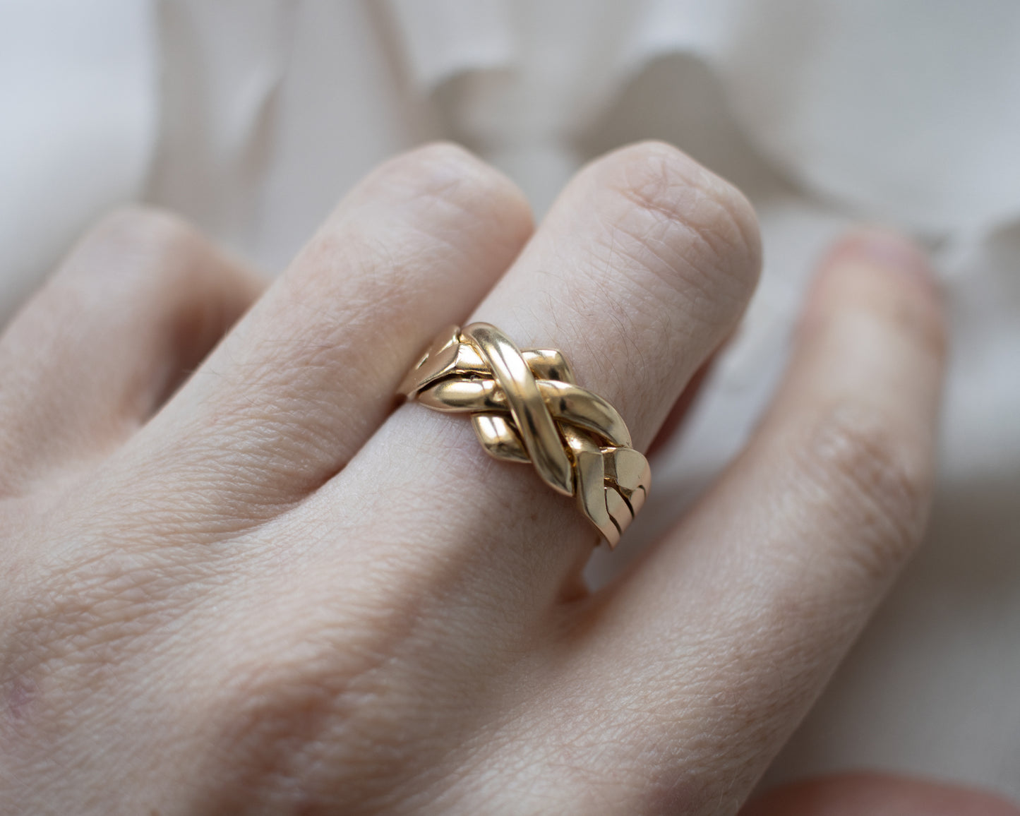 9ct yellow gold 4 piece puzzle ring UK T - 1999