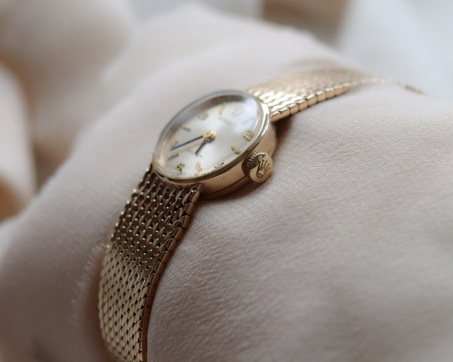 9ct gold mesh strap Rolex precision watch from 1969