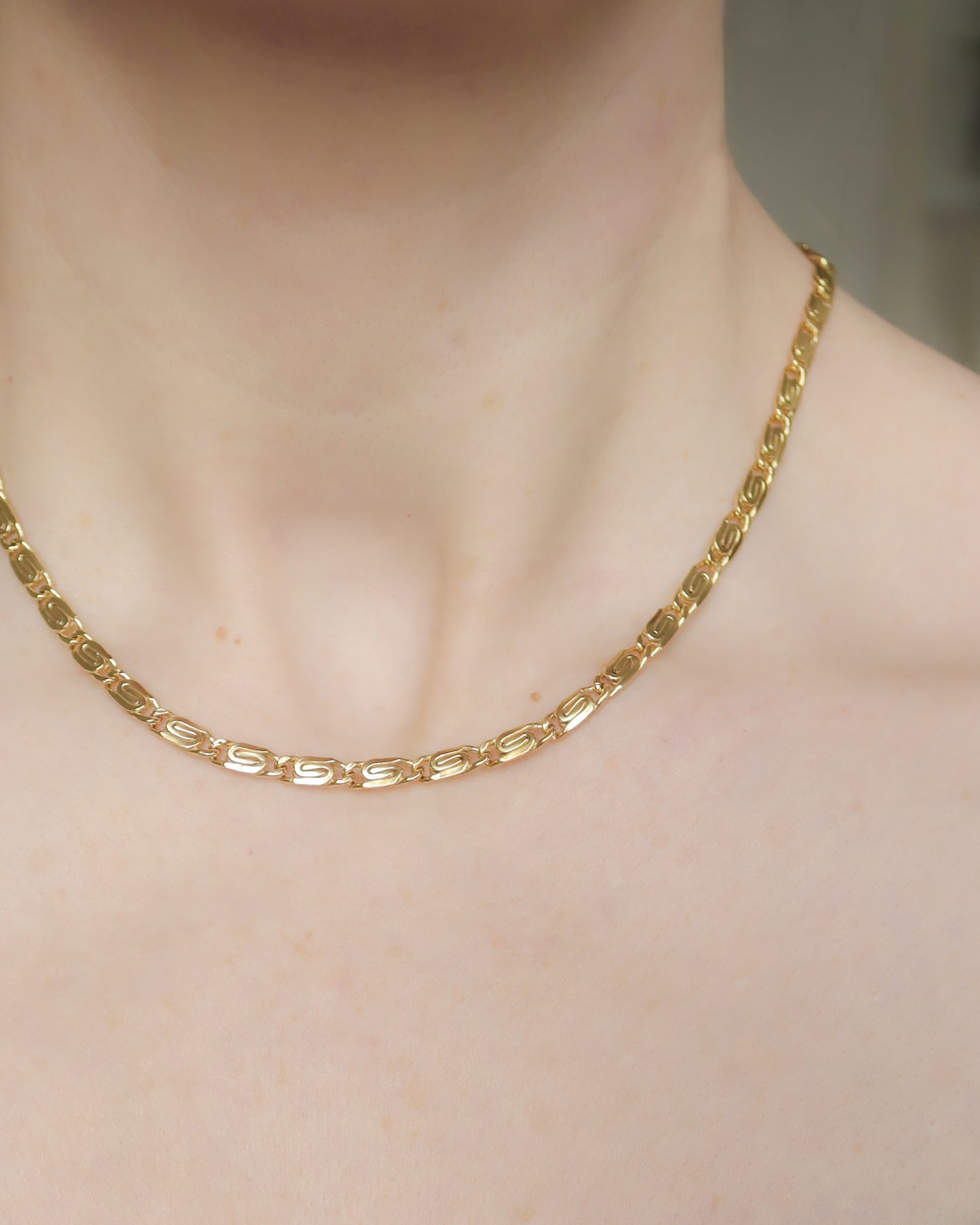 Vintage 9ct gold scroll link necklace chain