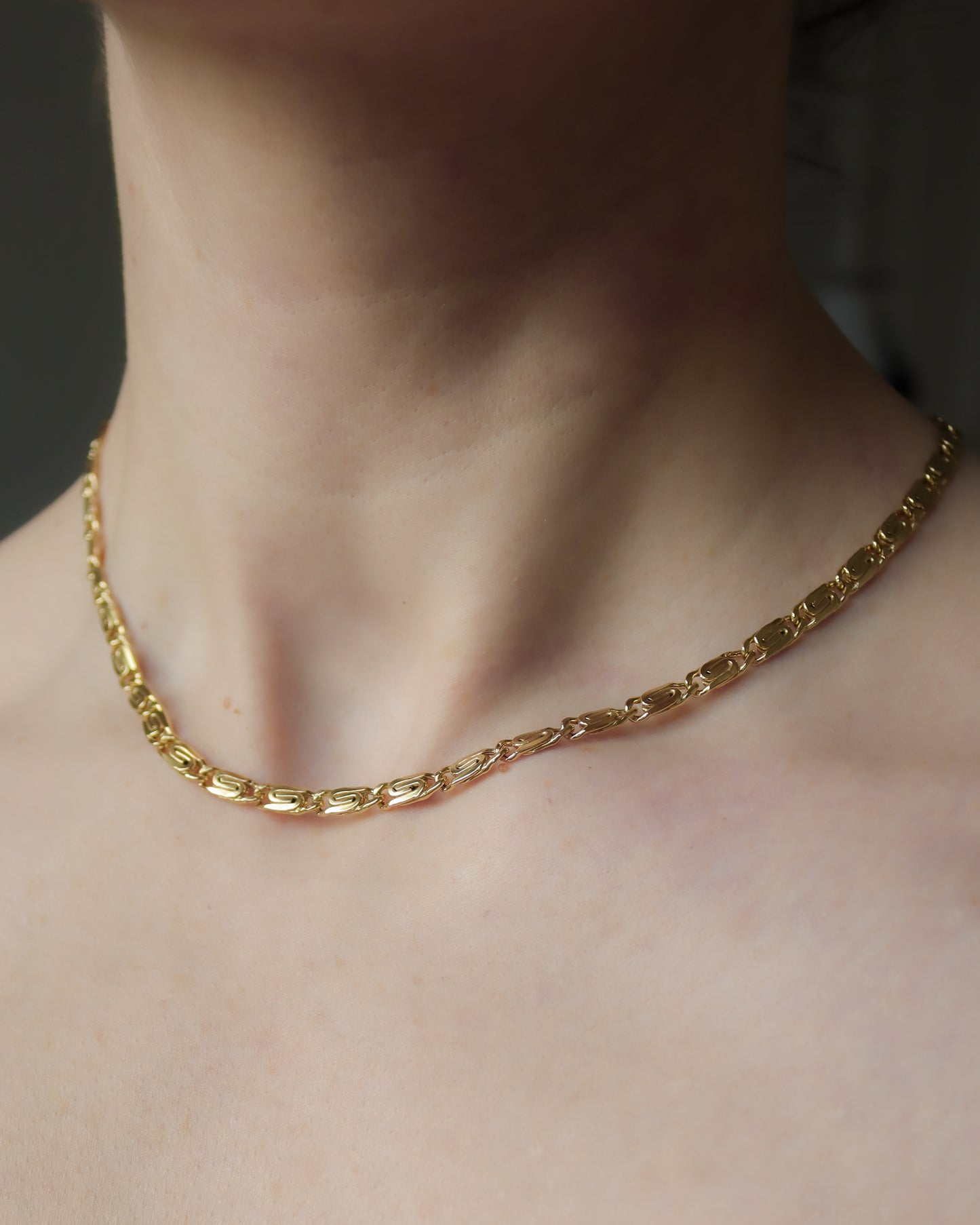 Vintage 9ct gold scroll link necklace chain