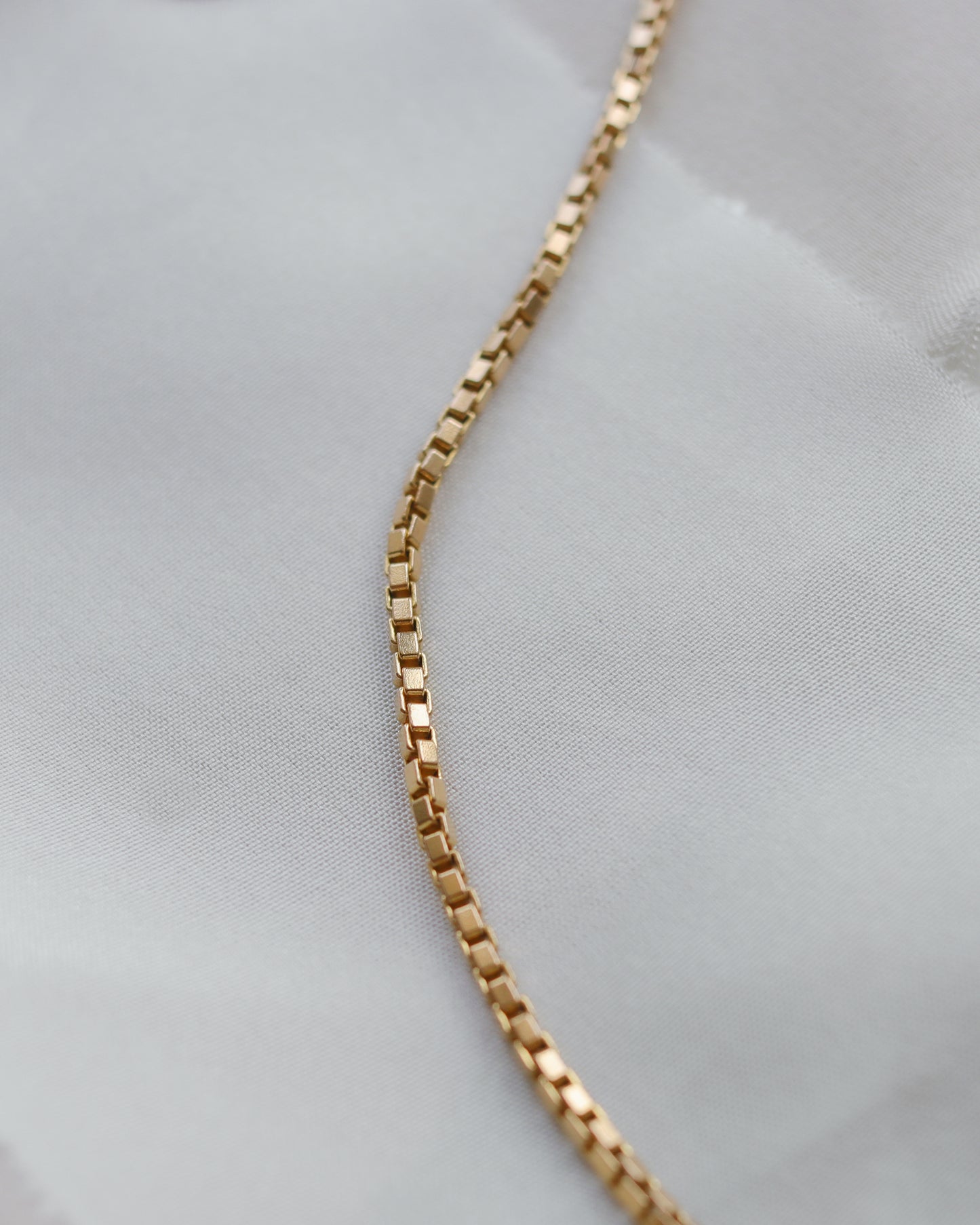 Vintage 9ct Gold Box Link Necklace - 39.5cm