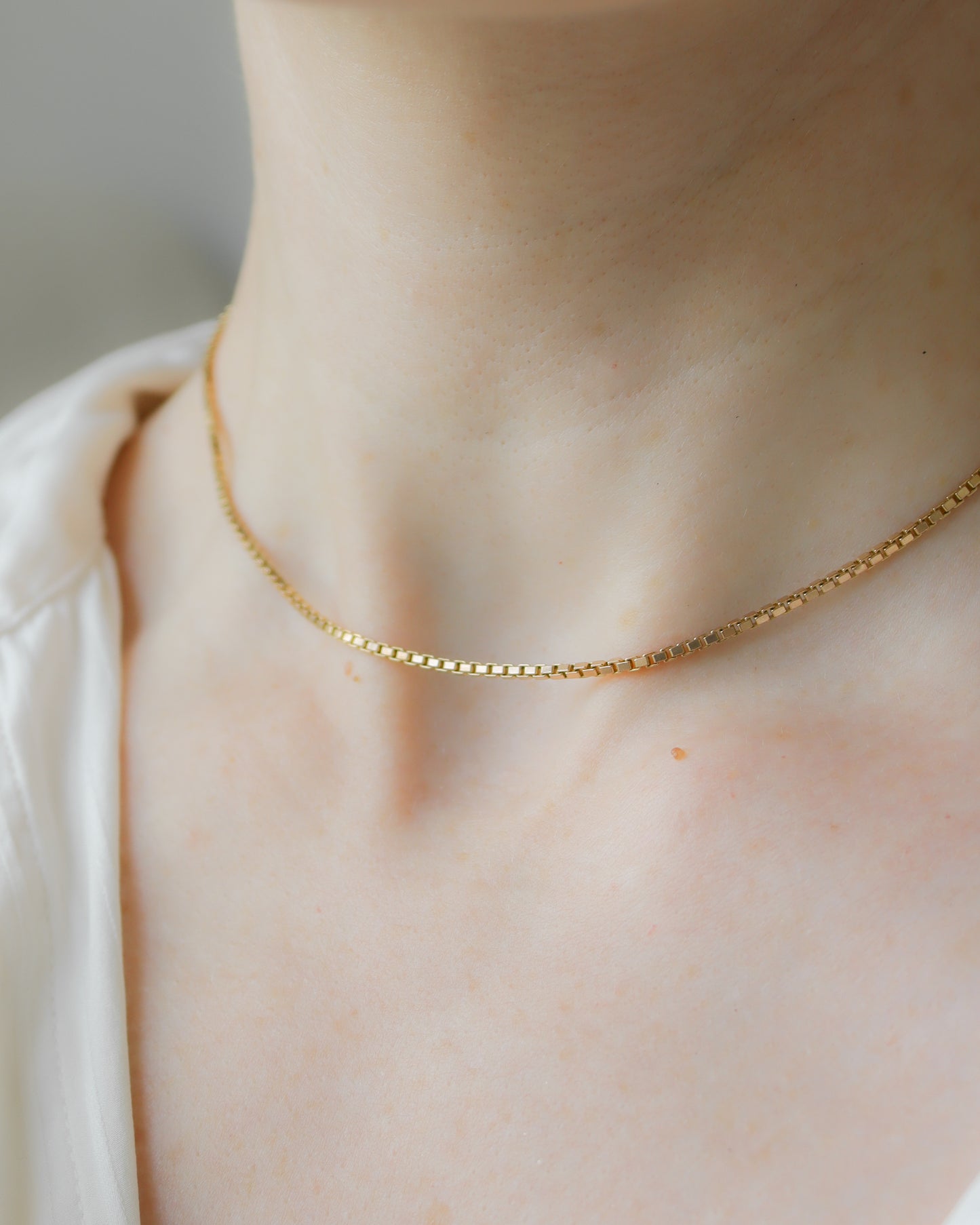 Vintage 9ct Gold Box Link Necklace - 39.5cm