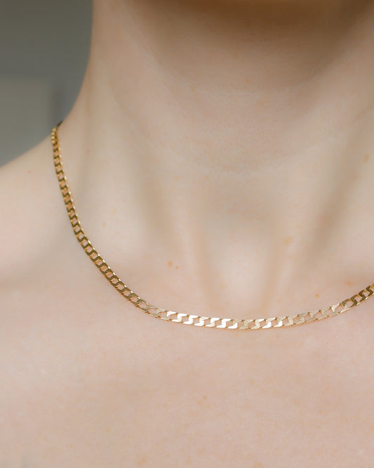 9ct gold square curb link chain