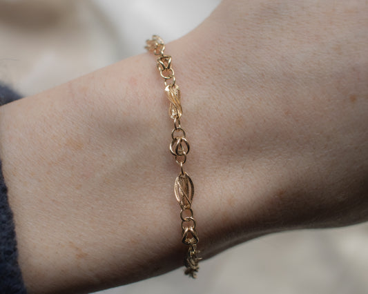 Vintage 9ct Yellow Gold Twist Bar & Fancy Link Bracelet
