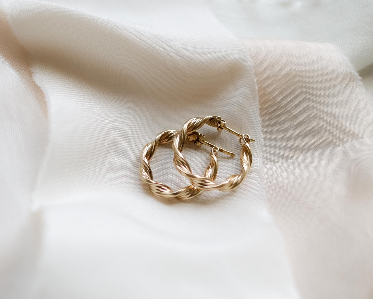 9ct gold twisted hoop earrings