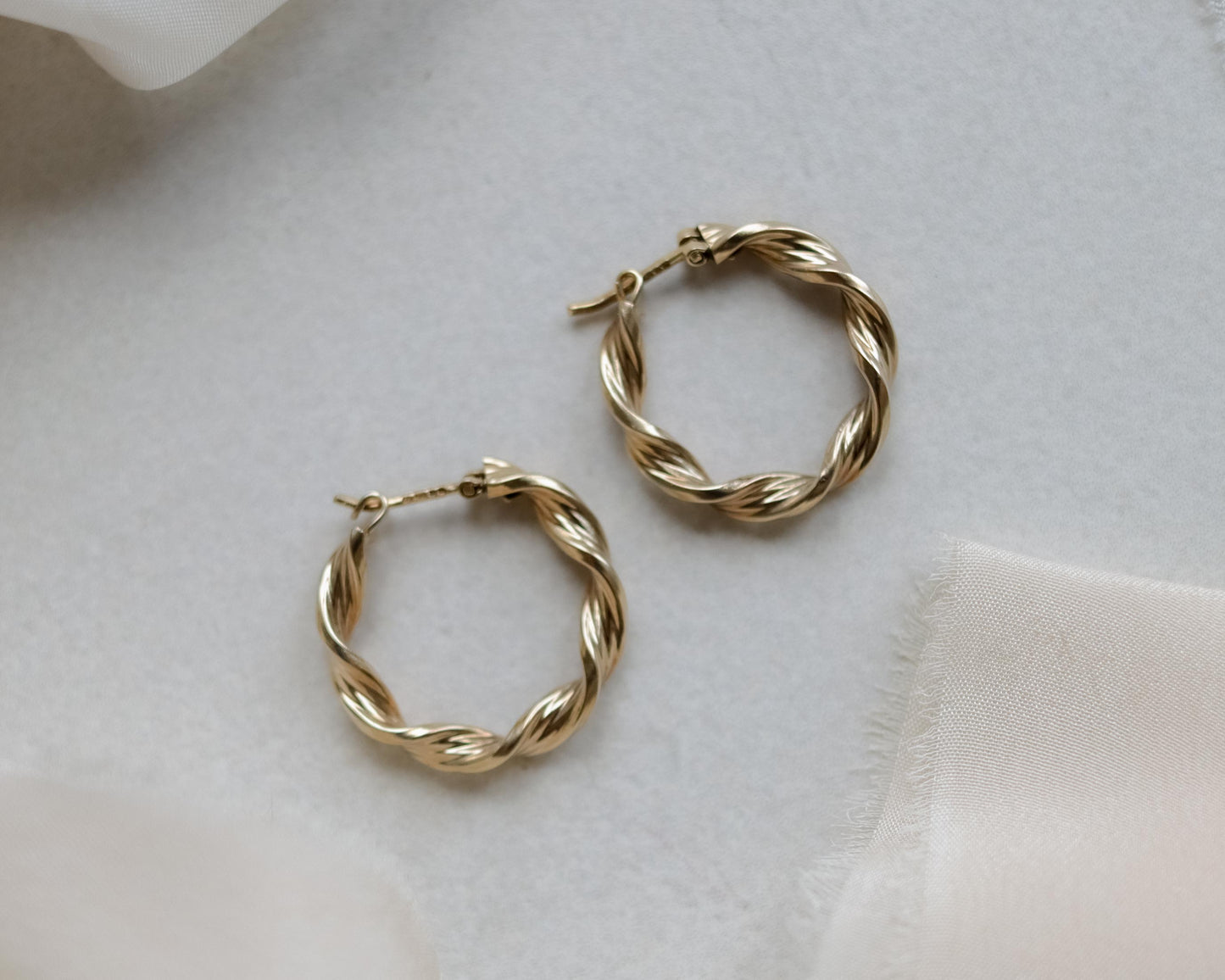 9ct gold twisted hoop earrings