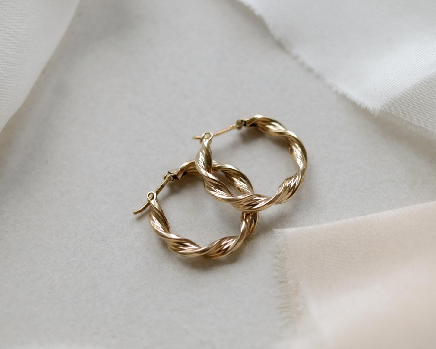 9ct gold twisted hoop earrings