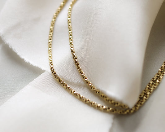 9ct gold twisted fancy link long chain