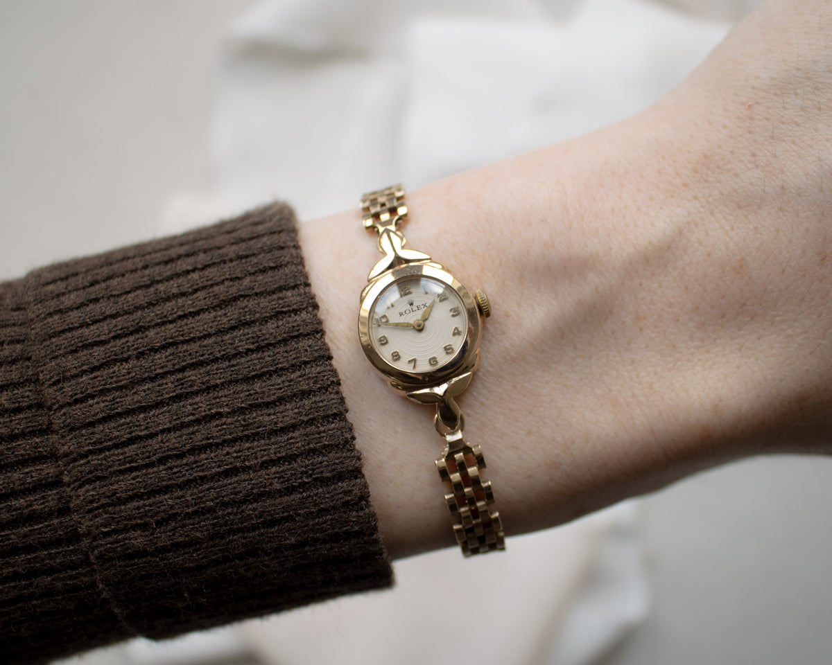 Vintage Rolex Ladies’ 9ct Gold Cocktail Watch with Brick-Link Bracelet