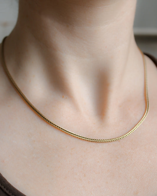 9ct gold square wheat link necklace chain