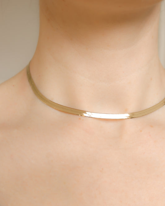 9ct yellow gold herringbone necklace