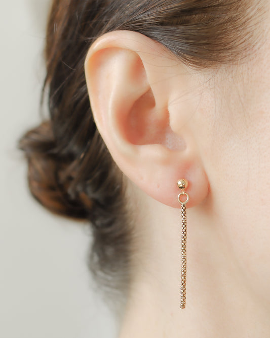 9ct gold popcorn link dangle drop earrings