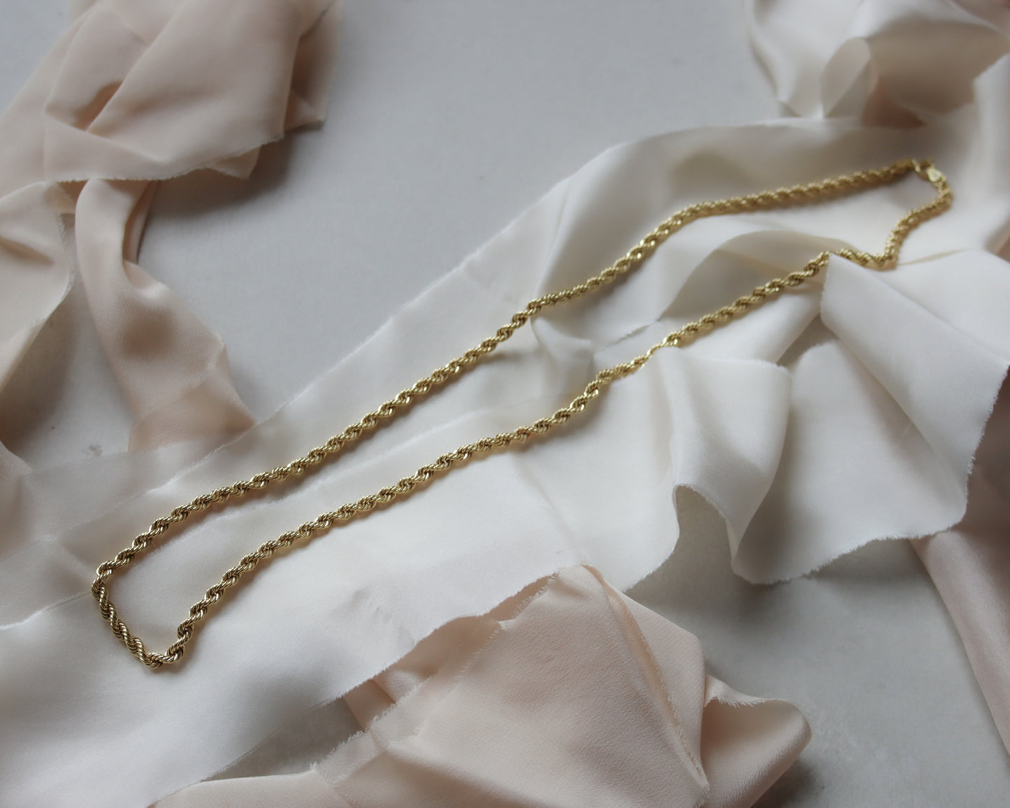 9ct yellow gold rope link long necklace