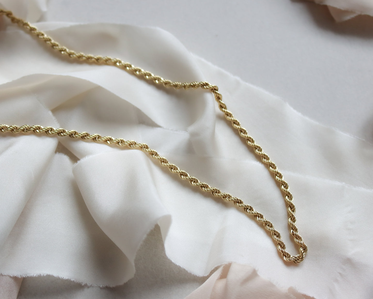 9ct yellow gold rope link long necklace