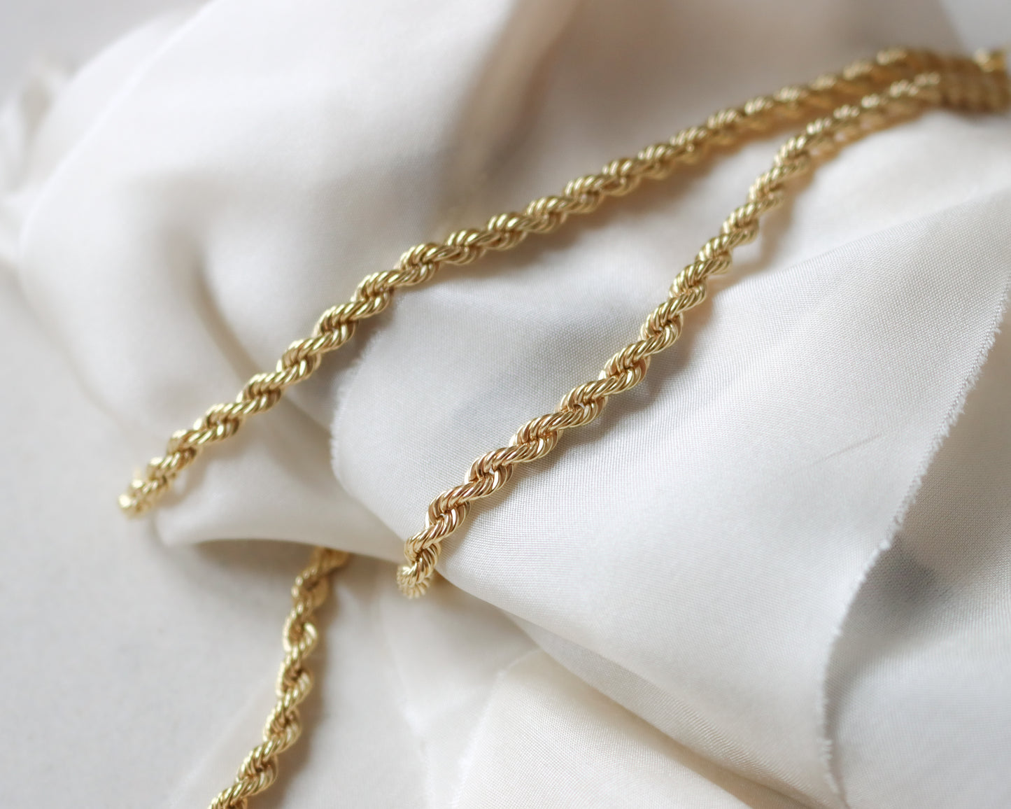 9ct yellow gold rope link long necklace