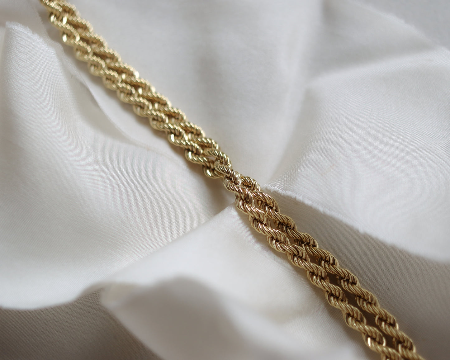 9ct yellow gold rope link long necklace