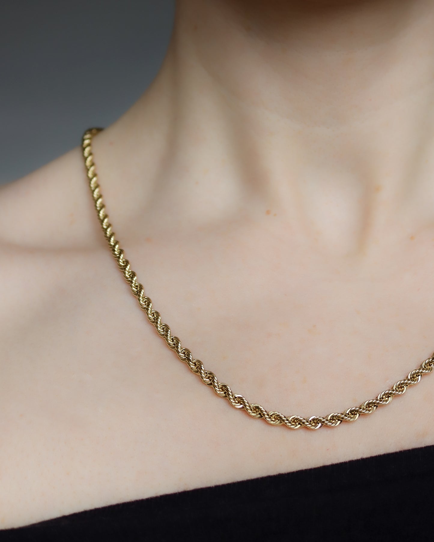 9ct yellow gold rope link long necklace