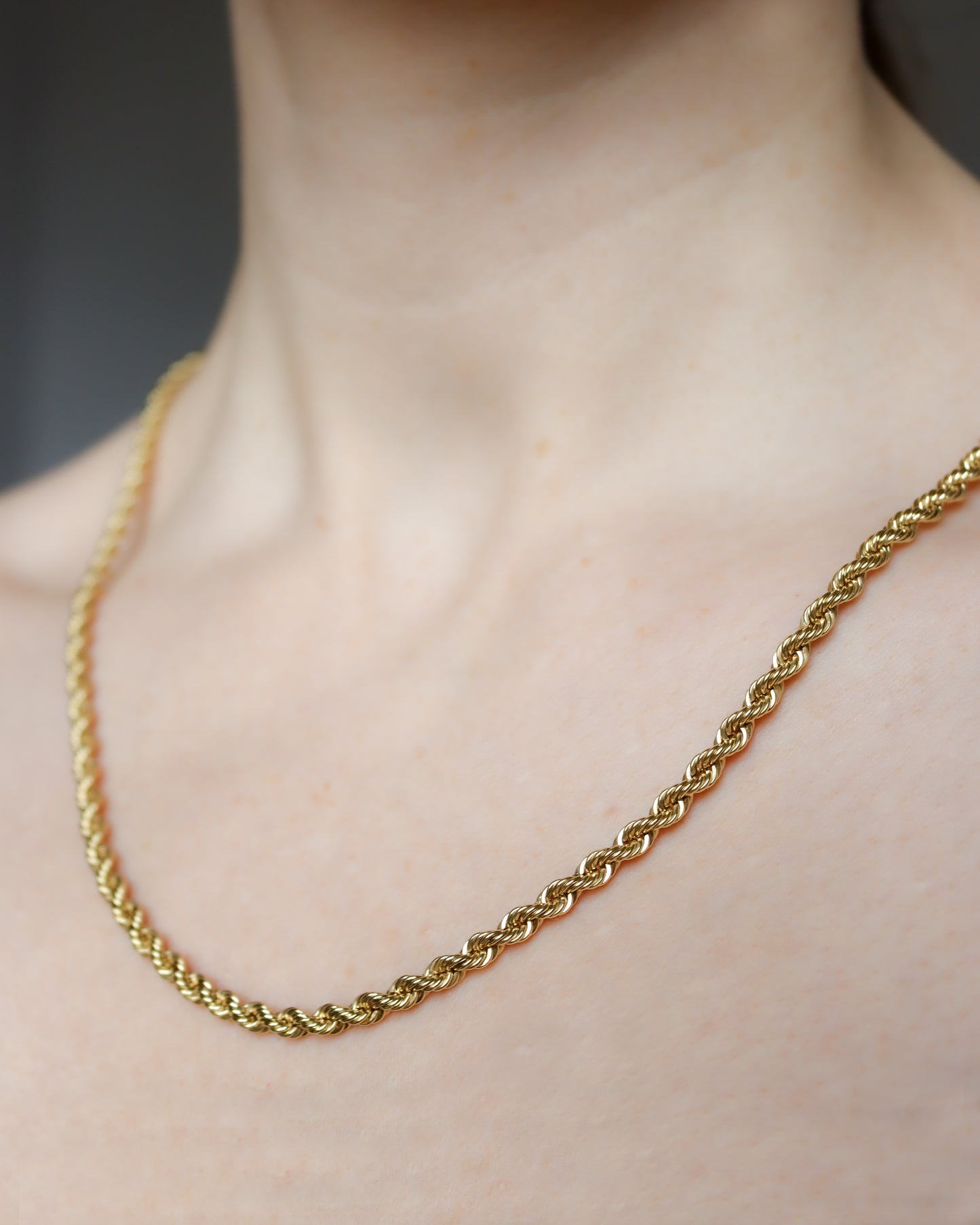 9ct yellow gold rope link long necklace