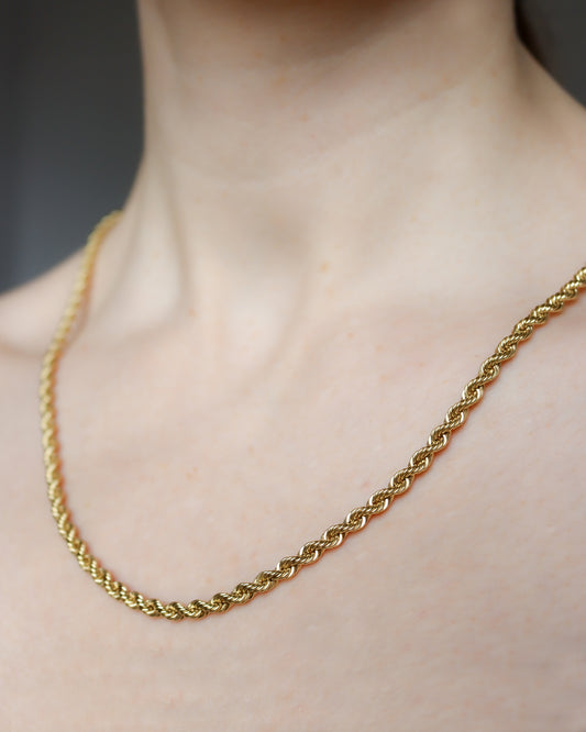 9ct yellow gold rope link long necklace