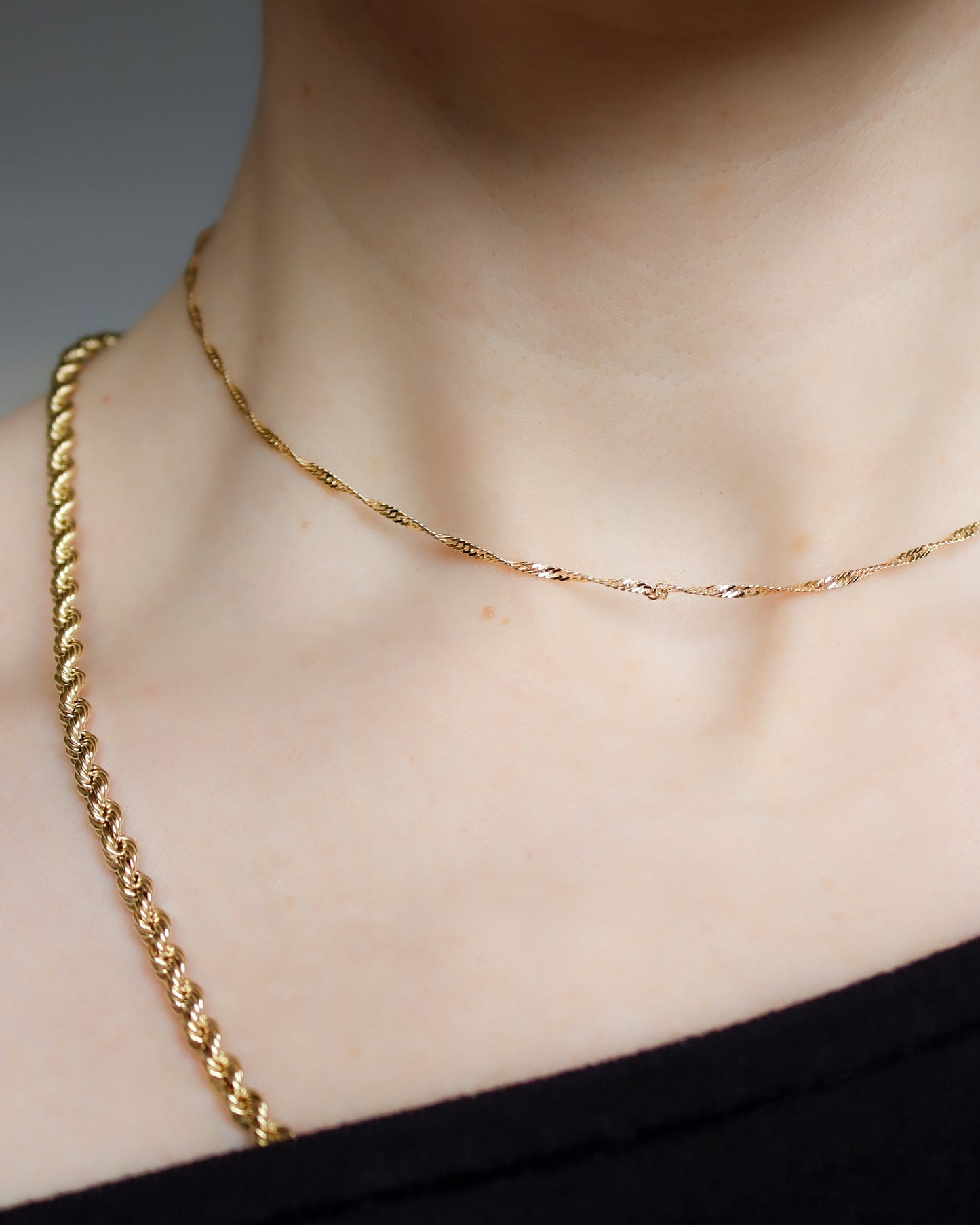 9ct yellow gold rope link long necklace
