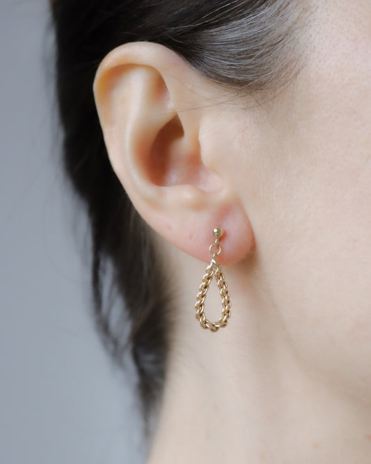 1980's 9ct yellow gold rope loop earrings