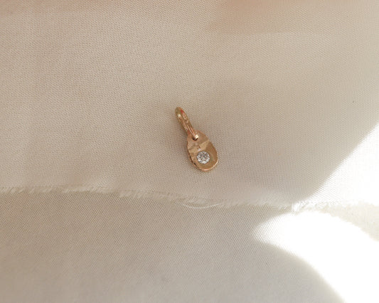 9ct rose gold rustic oval larger diamond charm